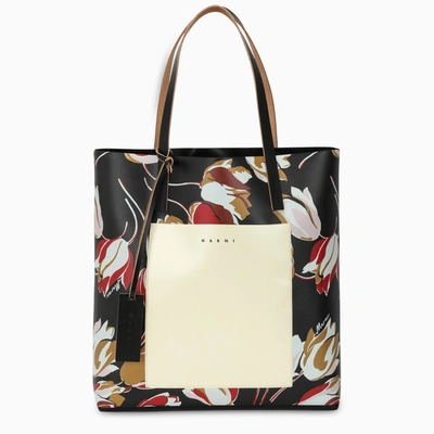 Marni Medium Shopping Bag With Floral Print In Multicolor