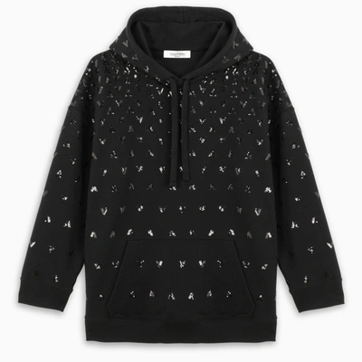 Valentino Black Sweatshirt With Paillettes V-logo