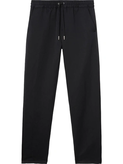 Burberry Linen-cotton Track Pants In 黑色