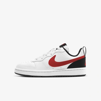 Nike Court Borough Low 2 Little Kids' Shoes In White/university Red-black