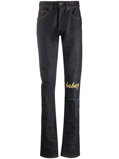 Off-white X Theophilus London Bebey Selvedge Jeans In Blue/yellow