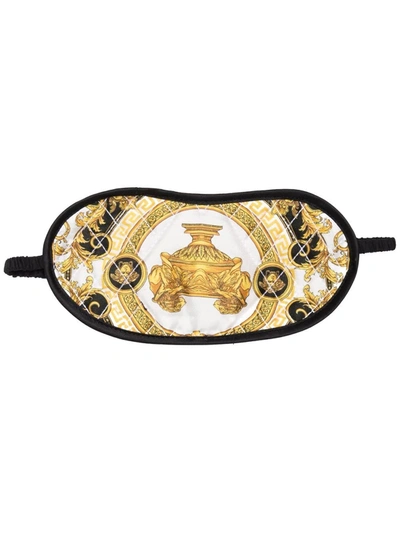 Versace Barocco Print Sleeping Eye Mask In Schwarz