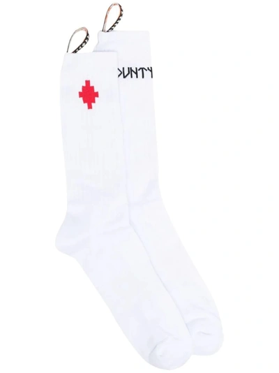 Marcelo Burlon County Of Milan Socks Cross Side Tape Midhigh In White