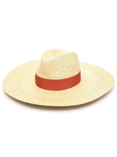 Borsalino Beige Straw Ribbon-detail Sun Hat In Neutrals