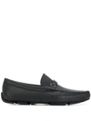 Ferragamo Vara Buckle Driving Shoes In Black