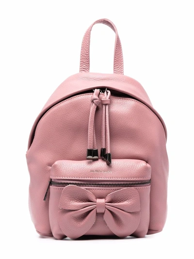 Monnalisa Kids' Leather Bow Backpack In Pink