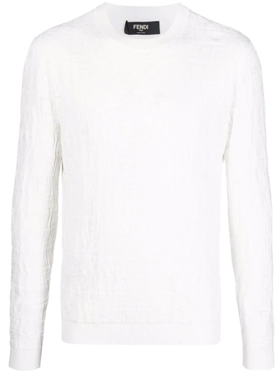Fendi Allover Knit Sweater In White