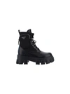 Prada Monolith Combat Boots In Nero