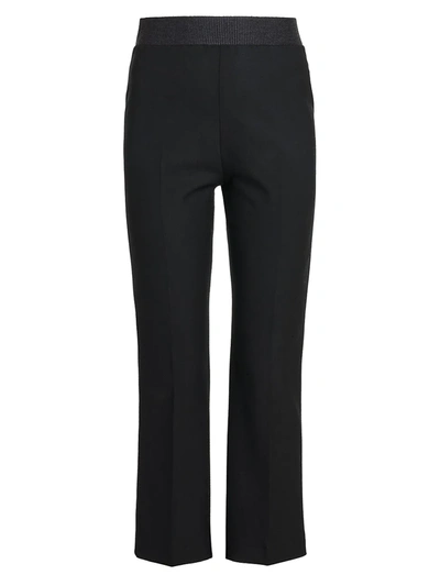 Agnona Wool Cropped Flare Pants In Black