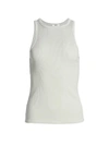 Agolde Sage Ribbed Cotton-blend Tank In Light Green