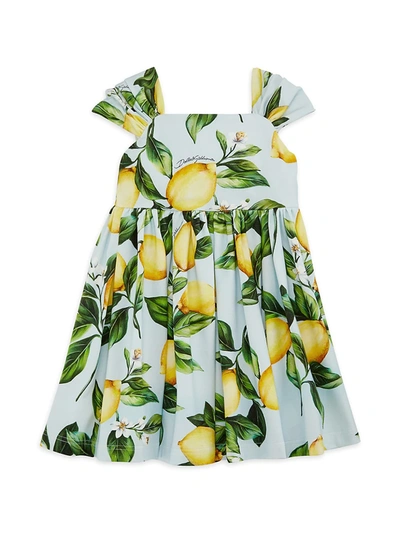 DOLCE&GABBANA キッズワンピース レモン柄&デニムスカート ドルチェ＆ガッバーナ レモン柄 ビジューボタン装飾 サイド