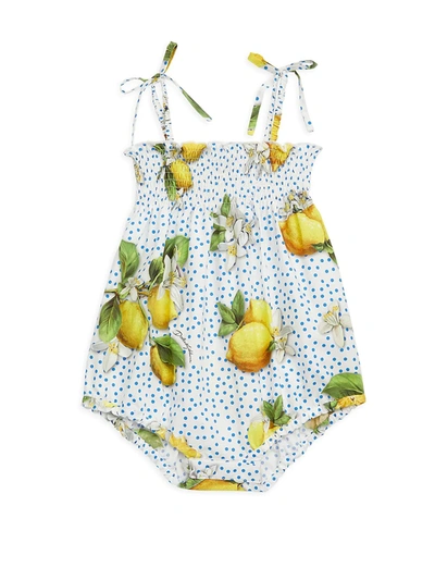 Dolce Gabbana Baby Girl's Lemon Print Cotton Romper In Limoni