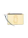 Marc Jacobs Small The Snapshot Zip Leather Card Case In Pastel Yellow
