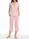 Kate Spade Modal Knit Cropped Pajama Set In Flamingo Dot
