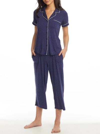Kate Spade Modal Knit Cropped Pajama Set In Pin Dot