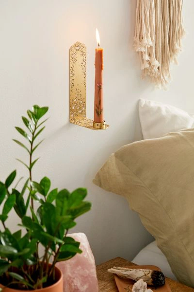 Ariana Ost Twinkling Star Wall Taper Candle Holder In Gold