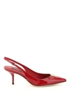 Dolce & Gabbana Embellished Patent-leather Slingback Pumps In Red