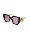 GUCCI GG0956S SUNGLASSES,GG0956S 002 BLACK WHITE PINK