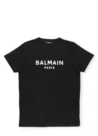 Balmain Kids' T-shirt With Logo In Nero/bianco