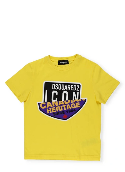 Dsquared2 Kids' Icon Logo Cotton T-shirt In Yellow