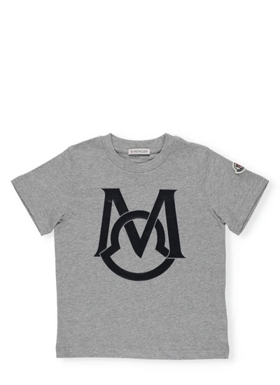 Moncler Kids' Cotton T-shirt In Grey