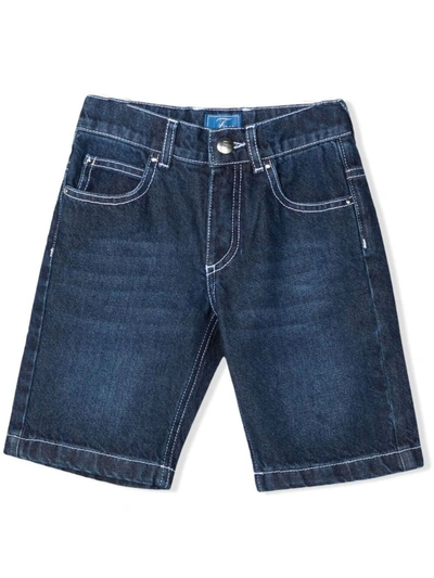 Fay Kids' Denim Blue Cotton Shorts