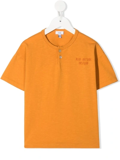 Knot Kids' Cotton Henley Top In 橘色