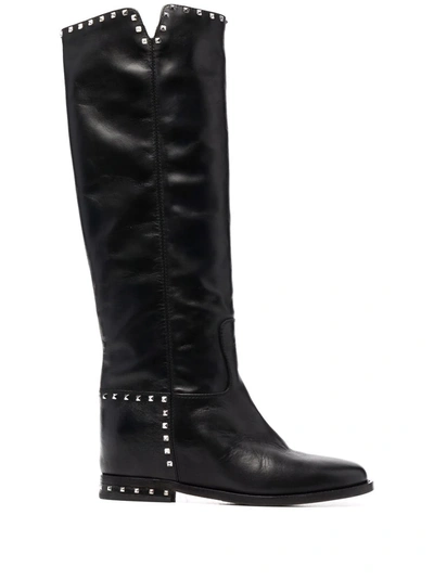 Via Roma 15 Stud-trimmed Boots In 黑色