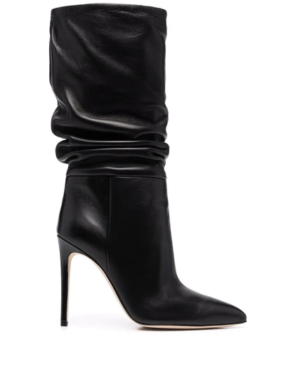 Paris Texas Slouchy Leather Boots In Black Leather
