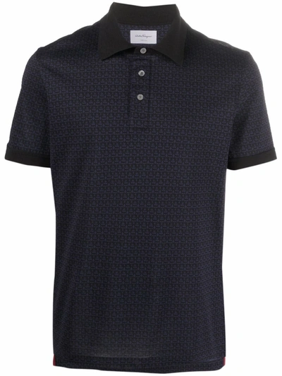 Ferragamo The Gancini Cotton Polo Shirt In Blue