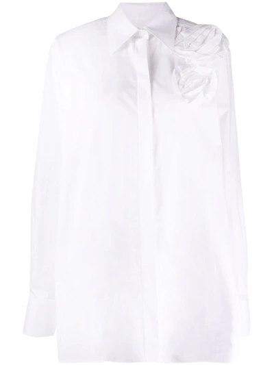 Valentino Oversized Pointed-collar Button-front Shirt In White