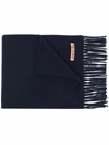 Acne Studios Womens Navy Blue Canada New Logo-embroidered Wool Scarf In Blau