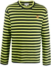 Kenzo Mens Absinthe Crest Striped Logo-embroidered Cotton-knit Jumper M In Yellow
