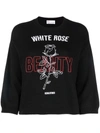 RED VALENTINO WHITE ROSE-EMBROIDERED JUMPER