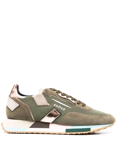 Ghoud Rush Sneakers In Green Suede And Fabric