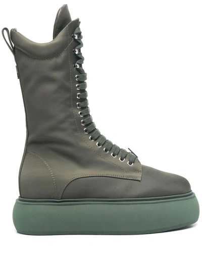 Attico Selene Flatform Ankle Boots In Green