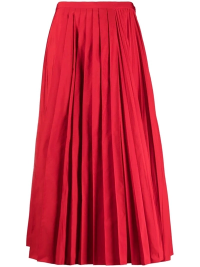 Valentino Fully Pleated Midi Skirt In Red