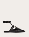 Valentino Roman Stud Ankle-strap Ballerina Flats In Black