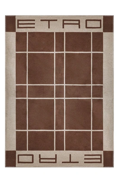 Etro Bani Silk Throw Blanket In Brown