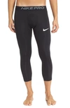 Nike Pro Three-quarter Training Tights In Black/ White