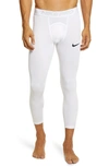 Nike Pro Three-quarter Training Tights In White/ Black