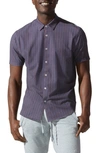 Good Man Brand Flex Pro Slim Fit Print Short Sleeve Button-up Shirt In Navy Palm Beach Dot