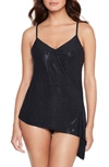 Magicsuitr Indiglow Alex Side Tie Underwire Tankini Swim Top In Black/ Blue