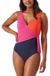 Tommy Bahama Colorblock Scoop Back One-piece Swimsuit In Passion Pink