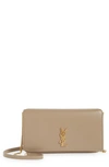 Saint Laurent Monogram Phone Shoulder Bag In Dark Beige