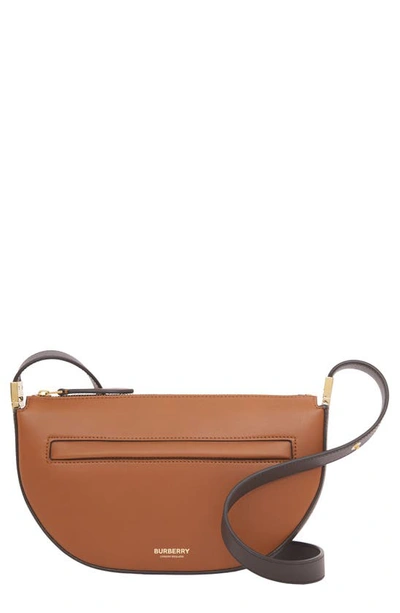 Burberry Olympia Micro Smooth Leather Crossbody Card Case In Warm Tan