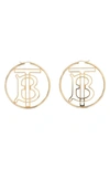 BURBERRY TB MONOGRAM OUTLINE HOOP EARRINGS,8023576