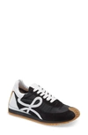 Loewe Flow Mixed Leather Bicolor Runner Sneakers In Black