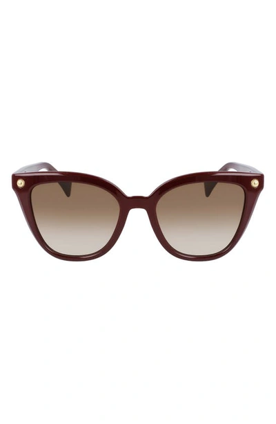 Lanvin Arpege 53mm Gradient Cat Eye Sunglasses In Burgundy