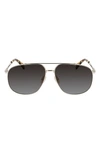 Lanvin 60mm Aviator Sunglasses In Gold/ Gradient Grey